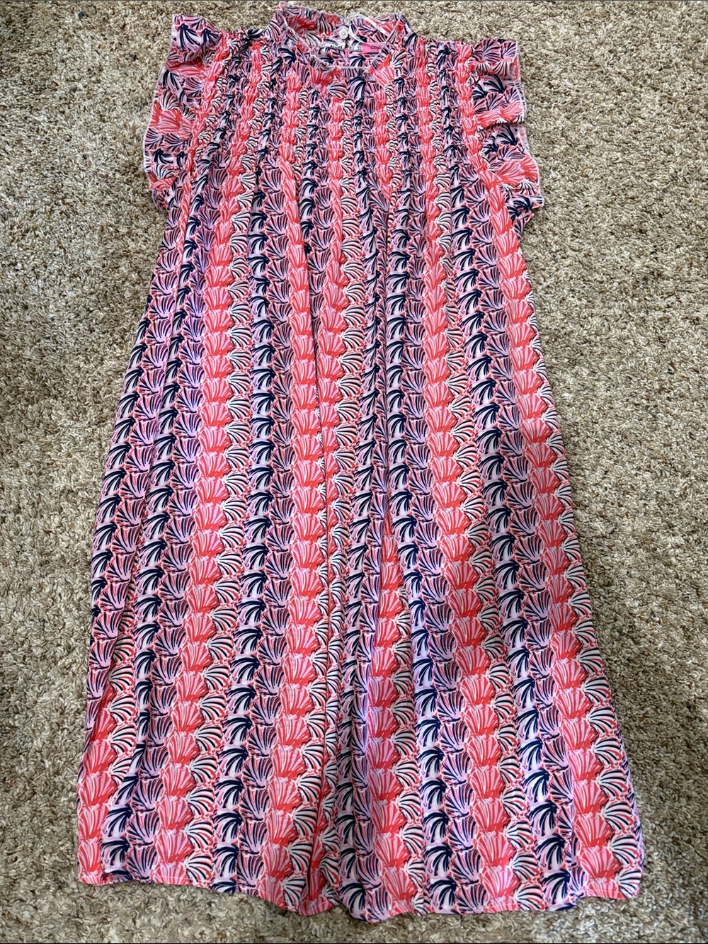 Simply Southern Coral Pink and Purple Patterned Midi Dress